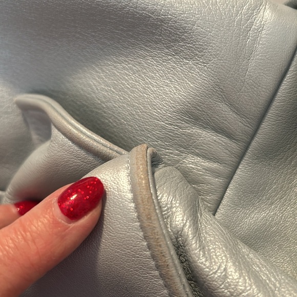 St. JOHN by MARIE GRAY LEATHER JACKET L ice blue - Picture 8 of 8